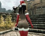 ass big_ass big_breasts black_hair breasts christmas fuckable huge_ass huge_breasts insanely_hot long_hair mod skyrim