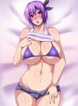  1girl alluring ayane_(doa) bikini blush breasts dead_or_alive huge_breasts looking_at_viewer megane_man purple_hair red_eyes short_hair 