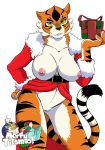 1girl 1girl 2016 anthro breasts christmas feline furry holidays kung_fu_panda mammal master_tigress nipples pussy tiger yawg