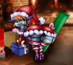  anus ass big_ass christmas female gift humanoid imp imp_midna looking_at_viewer looking_back midna nintendo no_panties present pussy santa_costume santa_hat solo the_legend_of_zelda thecon tisinrei twili twilight_princess 