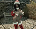 big_breasts black_hair breasts christmas fuckable huge_breasts insanely_hot long_hair mod skyrim