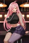  1girl ai_generated big_breasts fishnets long_hair nenefthivt pink_hair shirt skirt solo tagme vtuber 