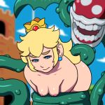 1girl ambiguous_penetration big_breasts blonde blonde_hair blue_eyes bondage bouncing_breasts breasts crown dragoonrekka earrings female female_human gif human interspecies long_blonde_hair long_hair nude outdoor outdoor_sex outside piranha_plant plant plant_tentacle princess_peach questionable_consent restrained sex super_mario_bros. taken_from_behind tentacle_sex tentacles thrusting vines