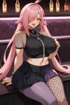  1girl ai_generated big_breasts fishnets long_hair nenefthivt pink_hair shirt skirt solo tagme vtuber 