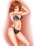  bikini breasts brown_hair cissnei crisis_core crisis_core_final_fantasy_vii final_fantasy final_fantasy_vii gradient gradient_background red_eyes rokuichi solo swimsuit underwear undressing untied 