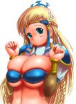  1girl blonde_hair blue_eyes blush bra braid breast_squeeze breasts bursting_breasts circlet cute final_fantasy final_fantasy_iii gox huge_breasts lingerie long_hair moriichi sara_altney solo underwear 