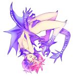 1girl anthro anthrofied capcom dragon_girl fangs flexible humanized lunastra monster_girl monster_hunter nishieda no_nipples nude orange_eyes pink_hair scales simple_background solo white_background wings yian_garuga