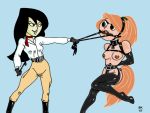 bdsm bit_gag bk bondage buttplug_tail disney femdom headcollar kim_possible kimberly_ann_possible yuri shego thigh_high_boots whip