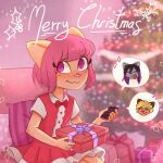  1boy 2_girls 2girls anthro anthro_only blush christmas christmas_tree copycat_(webtoon) dimabelle fanart female_focus male max_(copycat) merry_christmas red_skin terry_(copycat) velvet_(copycat) webtoon 