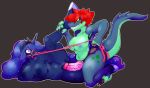 1girl anthro areola armpits big_breasts breasts crocodile crocodilian dildo domination duo equine female/female female_domination fluffyblarg friendship_is_magic furry horn leash lying mammal my_little_pony nipples on_side overweight princess_luna_(mlp) pussy reins reptile scalie sex_toy strap-on unicorn