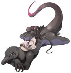 grin penis pokemon purple_eyes salandit salazzle scalie size_difference tagme tail white_background