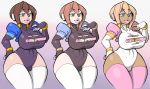  aile big_breasts bimbo bimbofication blackshirtboy blackshirtboy_(artist) blue_eyes bodysuit breasts brown_hair cameltoe corruption dark_skin erect_nipples female green_eyes heart-shaped_pupils megaman megaman_zx multiple_persona nipples rockman rockman_zx solo torn_clothing transformation yellow_hair 