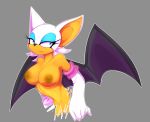 1girl anthro arm_warmers bat big_breasts breasts clothed clothing female female_only fluffyblarg furry gloves mammal nipples nude rouge_the_bat sega sonic_(series) wings