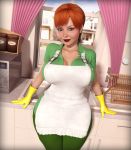 3d apron big_breasts breasts cleavage dexter's_laboratory dexter's_mom female milf orange_eyes orange_hair rasmus-the-owl solo