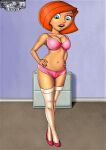 ann_possible bra breasts cartoonreality hand_on_hip high_heels kim_possible panties stockings thighs