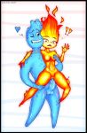  1boy 1girl blue_eyes blue_heart breasts disney elemental_(pixar) elemental_creature elemental_humanoid ember_lumen fire fire_creature flaming_hair genitals gradient_background heart humanoid liquid_hair male male/female not_furry nude orange_eyes penis pixar pseudo_hair pussy reverse_suspended_congress sex simple_background skeletalheart surprised wade_ripple water water_creature 