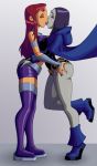 2girls ass ass_grab big_ass big_breasts breasts dc dc_comics french_kiss french_kissing groping kissing leotard raven_(dc) ravenravenraven starfire teen_titans yuri