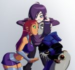 ass big_ass big_breasts blush breasts dc dc_comics forced_yuri hand_on_head kissing leotard raven_(dc) ravenravenraven smile starfire teen_titans yuri zone-tan