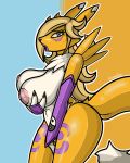 1girl 1girl anthro ass belly big_ass big_breasts blonde_hair blue_eyes breasts canastus claws crossover digimon embarrassed fur furry hair long_hair magic mario_bros nintendo nipples nude open_mouth renamon rosalina_(mario) super_mario_bros. tattoo transformation video_games wide_hips yellow_fur