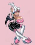 1girl 1girl 2017 anthro armpits bat big_breasts breasts cleavage clothed clothing erect_nipples furry huge_breasts mammal nipple_bulge nipples rouge_the_bat sega wings xxxbattery