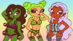  3_girls 3girls alien bra green_skin human jennifer_walters long_hair marvel marvel_comics multiple_girls muscle mutant panties parenthesis parenthesis_humor princess_allura rayryan rayryan_(artist) she-hulk smile stockings superheroine voltron voltron_legendary_defender 