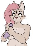 1girl 2016 anthro big_breasts breasts disembodied_penis feline fur furry hair handjob khajiit male mammal nude penis pink_hair precum sex the_elder_scrolls video_games voidcoupons