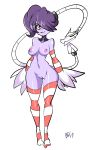 1girl big_breasts bigdead93 breasts hair_over_one_eye leviathan_(skullgirls) nipples purple_skin pussy shiny_skin sienna_contiello skullgirls squigly_(skullgirls) stitched_mouth thighhighs zombie_girl