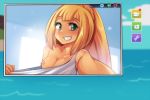 alternate_hair_style alternate_hairstyle camera hinghoi lillie lillie_(pokemon) looking_at_viewer no_bra pokemon pokemon_sm recording smile teeth webcam