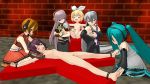 3d cell_shading mikumikudance multiple_girls nude restrained tickling