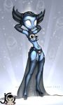  1girl activision armpits black_clothing blue_skin clothing elf empty_eyes footwear hex_(skylanders) high_heels high_res humanoid jimix_cruz lips not_furry shoes skull skylanders small_waist undead 