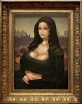 1girl balsamique cleavage huge_breasts looking_at_viewer mona_lisa picture_frame