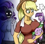 anthro anthrofied breasts clothing equine franschesco_(artist) friendship_is_magic furry hair horn male mammal my_little_pony pin rarity smile spike towel twilight_sparkle