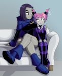 big_breasts breasts dc dc_comics jinx leotard raven_(dc) ravenravenraven teen_titans yuri