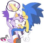 anthro bent_over blaze_the_cat blush breasts bukkake cat_tongue clothing cum fellatio footwear furry gloves licking nude oral precum sega sex shoes sonic_the_hedgehog tongue tongue_out wispowillo