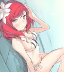 bikini flower from_above hair_flower looking_at_viewer looking_up love_live!_school_idol_project maki_nishikino nishikino_maki red_hair redhead white_bikini