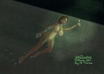 1girl bubbles dark female human lara_croft nude solo tan_line tomb_raider underwater uwdrachen videogame