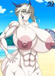  albino artoria_pendragon_(saber) big_ass big_ass big_breasts big_nipples big_thighs breasts ero-enzo fate_(series) gym_clothes 