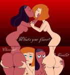 1girl 2_girls ann_possible ass ass_focus ass_worship big_ass blue_eyes breasts cartoon_network chocolate_and_vanilla crossover dark-skinned_female dark_skin disney female_face_near_ass female_only grabbing_ass hourglass_figure innie_pussy kim_possible kissing milf multiple_girls nerdsman567 nipples presenting_hindquarters priyanka_maheswaran pussy pussy sideboob simple_background steven_universe straight_hair take_your_pick thin_waist toony wasp_waist yuri