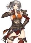 1girl alluring alternate_costume armor big_breasts breasts cameltoe cassandra_alexandra kansuke nipple_slip nipples no_bra project_soul silf silver_hair smile soul_calibur soul_calibur_ii soul_calibur_iii soul_calibur_vi standing voluptuous