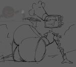 1girl 2025 ass ass_focus background_characters baker big_ass boots chef_hat clothing cookies cookieware die_of_death evil_scary female_focus gloves high_res holding_tray huge_ass laying_down looking_back machine on_floor open_smile oven pelosdealgodon pursuer_(die_of_death) roblox roblox_game robot robot_girl robot_humanoid screen_face simple_background sketch smile smug smug_expression thepinkthing toque toque_blanche viewed_from_behind voluptuous