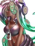 1girl artist_name big_breasts breasts cleavage large_breasts lewa_nn long_hair marina_(splatoon) nintendo octoling simple_background splatoon_(series) splatoon_2 tentacle_hair two-tone_hair two_tone_hair