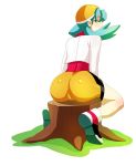  ass big_ass crystal crystal_(pokemon) deviantart kris_(pokemon) looking_at_viewer looking_back looking_over_shoulder mafer marina_(pokemon) pokemon pokemon_(game) pokemon_gsc sit sitting stump tree_stump 