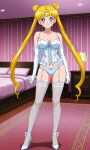 1girl adult_swim alluring bed bedroom bishoujo_senshi_sailor_moon bishoujo_senshi_sailor_moon_r bishoujo_senshi_sailor_moon_r_the_movie bishoujo_senshi_sailor_moon_s bishoujo_senshi_sailor_moon_s_the_movie bishoujo_senshi_sailor_moon_supers bishoujo_senshi_sailor_moon_supers_the_movie blonde_hair blue_eyes cleavage elbow_gloves high_heels lingerie medium_breasts nightcore_(artist) pin_up smiling_at_viewer solo toei_animation toonami underwear_only usagi_tsukino