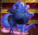 big_ass blue_hair blue_skin blues64 gigantic_breasts horn mr.pink my_little_pony princess_luna princess_luna_(mlp) singing tail wings
