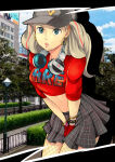 1girl 1girl 1girls ann_takamaki atlus biku blonde_hair blue_eyes bracelets breasts cap crop_top earrings female_only fishnets hand_between_legs hands_between_legs hat have_to_pee hoop_earrings long_sleeves looking_at_viewer megami_tensei navel persona persona_5 persona_5:_dancing_star_night skirt solo_female solo_focus twin_tails two-tone_hair