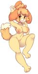 1girl 4_fingers animal_crossing anthro areola armpits blush breasts canine dog furry green_eyes isabelle_(animal_crossing) mammal navel nintendo nipples nude open_mouth pussy raikissu shih_tzu video_games