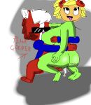 1girl ass closed_eyes crimzon_fur cum_in_pussy grey_background holding_partner male male_on_female nude orgasm orgasm_face partially_clothed penetration penis penis_in_pussy petals plants_vs_zombies red_fur red_penis sex solar_flare_(pvz) sunglasses tongue_out white_fur youtuber