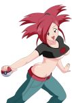 asuna_(pokemon) deviantart dfdfdfq flannery no_bra poke_ball pokeball pokemon smile underboob