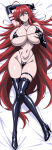 1girl alluring big_breasts bikini dakimakura elbow_gloves high_school_dxd long_hair pin_up red_hair rias_gremory teal_eyes thighhigh_boots under_boob yxyyxy