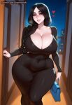  1girl ai_generated bleach braid curvy curvy_female curvy_figure dongtan_dress long_hair night unohana_retsu 